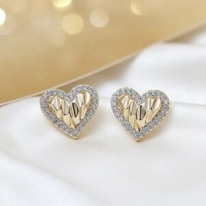 Gold and Silver Heart Earrings